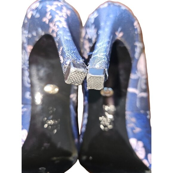 Charles David Denise Blue Floral Brocade Stiletto Heels Women Size 8.5 - Picture 11 of 13